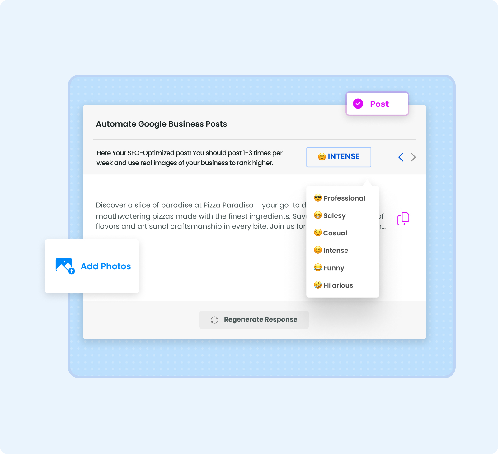 Illustration of creating a Google Business Profile post from business photos