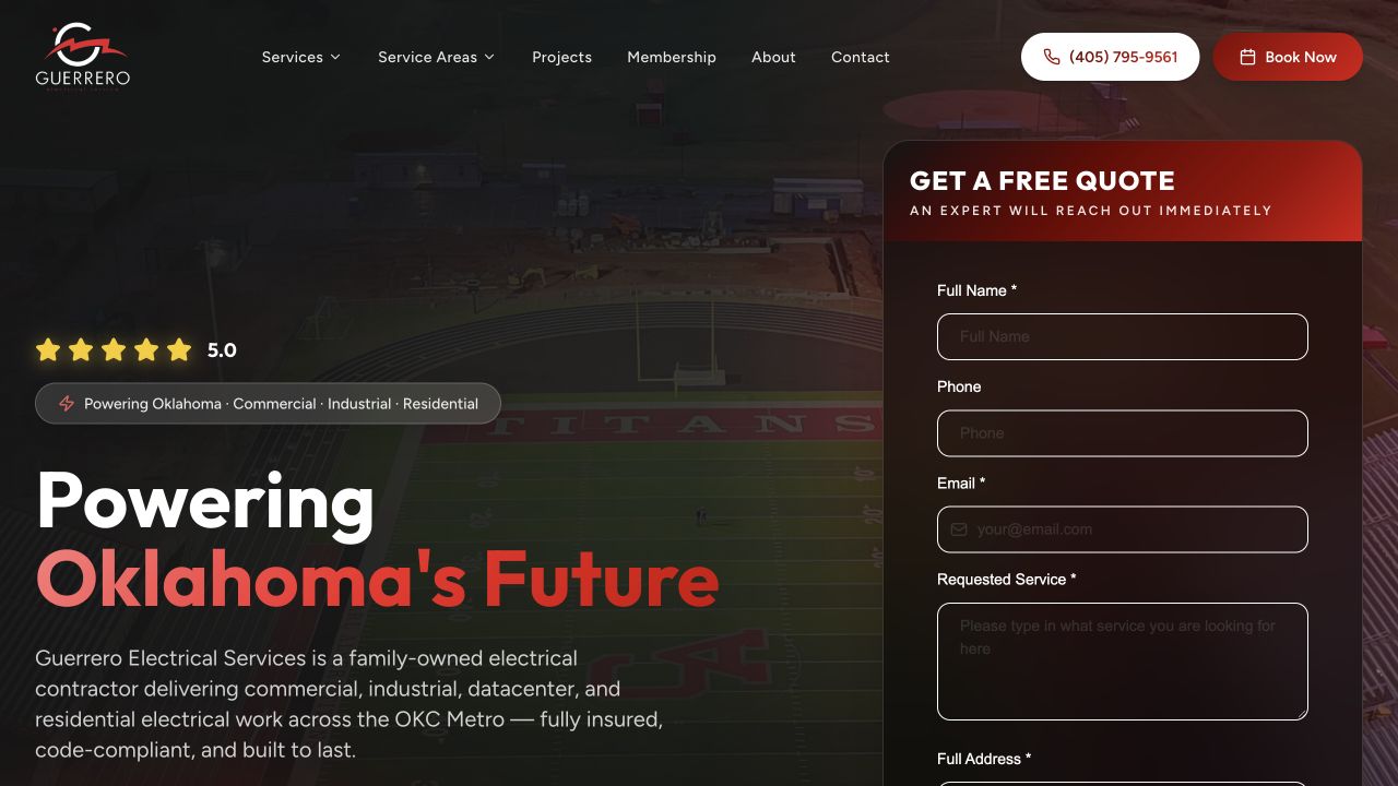 Guerrero Electrical Services website homepage